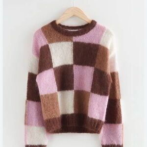 & Other Stories Checkered Sweater - Pink, Brown, Cream